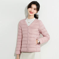 Womens Lightweight Short Crewneck Cotton Liner Jacket