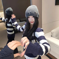 Womens Vneck Striped Sweater