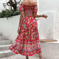 Ethnic-style Womens Off-shoulder Printed Dress