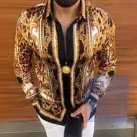 New Men's Lapel Casual Youth Printed Top