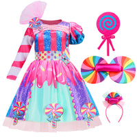 Girls' Candy-color Skirt Single Long Sleeve Candy Lollipop Ornament
