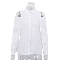 Cotton Detachable Long-sleeve Shirt With A Turn-down Collar
