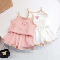 Girls' Home Service Suit Summer Suspender Pajamas Thin Style Western-style Vest Breathing Cotton Air-conditioning Suit