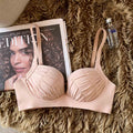 Women's Small Chest Push Up Top Thin Bottom Thick Without Steel Ring Anti-SAG Bra