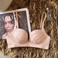 Women's Small Chest Push Up Top Thin Bottom Thick Without Steel Ring Anti-SAG Bra