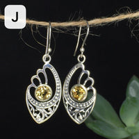 Sterling Silver Natural Crystals Vintage Ethnic Fairy Drop Earrings