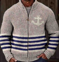 Mens Loose-Fit Stand-Up Collar Zip-Up Jacket Top