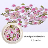 Nail Art Wood Pulp Slice Flower Mixed Nail Sticker DIY Accessories
