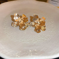 Vintage Flower Tassel Metallic Stud Earrings, Luxury Elegant Ear Jewelry