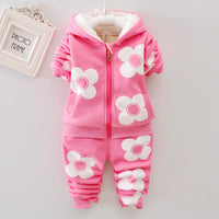 Children's Bear Hooded Two-piece Gold Velvet Set