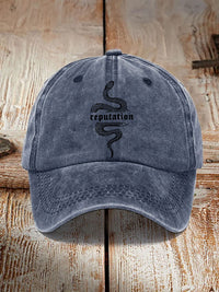 Washed Cotton Printed Hat Distressed Style Mens Vintage