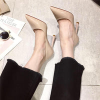 Womens Versatile Pointed-Toe Shallow-Pump Patent Leather High Heels