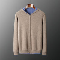 Men's Cashmere Zipper Cardigan Hooded Double-sided Sweater Coat