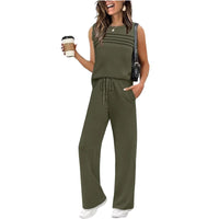 Womens Pleated Vest Top Two-Piece Set