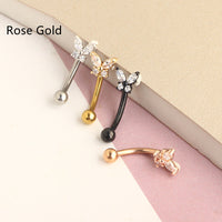 Stainless Steel Rod Micro Inlaid Zircon Butterfly Ear Bone Stud