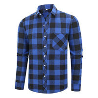 Men's Casual Plus-Size Long-Sleeve Plaid Shirt
