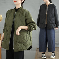 Plus-size Casual Crew-neck Cotton Coat