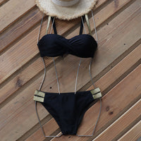 Cross multicolor gathered swimsuit