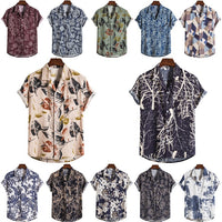 Cotton And Linen Ethnic Style Suit Collar Short Sleeve Shirt
