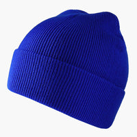 The new knitted woolen hat is thick and warm in solid color