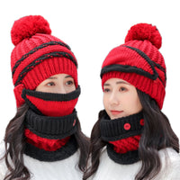 Warm knitted cotton hat suit