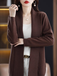 Fashion Cardigan Mid-length Lapel Outer Long-sleeves Sweater