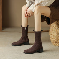 Womens Retro Western Flat Ankle Boots
