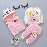 Three-piece cartoon bear with velvet thickening