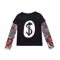 Tattoo long sleeve stitching top