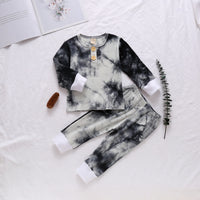 Two-piece Tie-dye Three-color Pit Strip Long-sleeved Top And Trousers