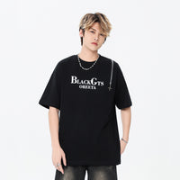 Zipped Round Neck Casual Direct Injection Letter Printed T-shirt Men