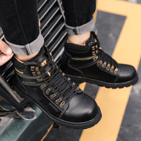 Men's Tough Guy Leather Boots Top Layer Cowhide