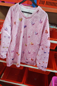 Women's Autumn Winter Lazy Style Loose V-neck Printed Pullover