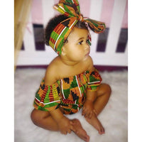 Children's headband printed jumpsuit