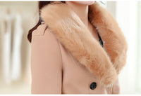 Large fur collar woolen coat