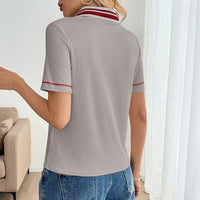 Womens Minimalist Retro Sporty Striped Short-sleeve Top