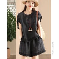 Loose-fitting Slimming Lace-trimmed Two-piece Set
