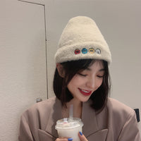 Warm and velvet pointy knitted hat