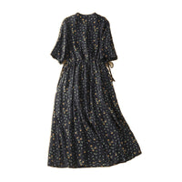 Mid-length Printed Loose-fit Retro Artistic Casual Dress