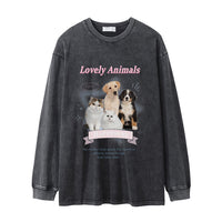 Dogs And Cats Animal Print Long Sleeve Men's Autumn