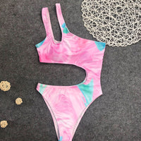 One-shoulder smudge bikini
