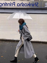 Autumn And Winter Korean Hepburn Style Double Breasted Women's Woolen Overcoat Coat