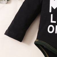 Spring And Autumn Boys' MAMA Letter Printing Long-sleeve Jumpsuit Three-piece Set