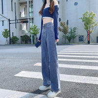Women's High Waist Straight Jeans Loose-fitting Wide-leg Trousers