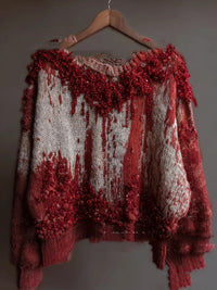 Womens Halloween Printed Crew-Neck Sweater From Europe And The US