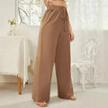 Elastic-waist Casual Solid-color Trousers