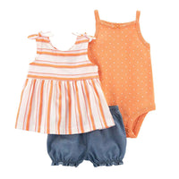 Baby Girl Short-sleeved Shorts T-shirt Three-piece Suit