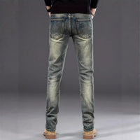 Mens Casual Stretch Slimming Retro Blue Skinny Jeans