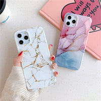 Four-corner anti-shattering gold marble mobile phone case