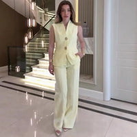 Casual Stylish Sleeveless Business Suit With A Professional Vibeincludes A Blazer And Tailored Trousers